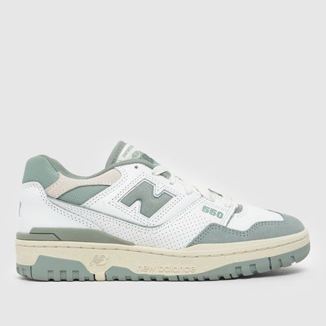 Womens White & Green New Balance Bb550 Trainers | schuh New Balance Bb550, Green New Balance, Cool Trainers, Green Trainers, Urban Shoes, Womens Summer Shoes, Vegan Shoes, Green Shoes, New Balance Shoes