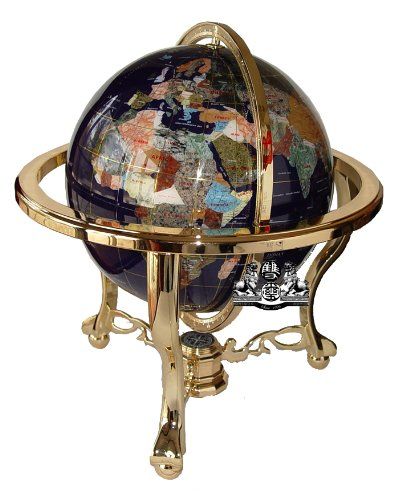 Unique Art 21-Inch Tall Blue Lapis Ocean Table Top Gemstone World Globe with Gold Tripod Astronomy Fashion, Ocean Table, Globe Bar, Pooh Corner, World Map Decor, Map Posters, Wall Office, Brass Legs, Earth Globe