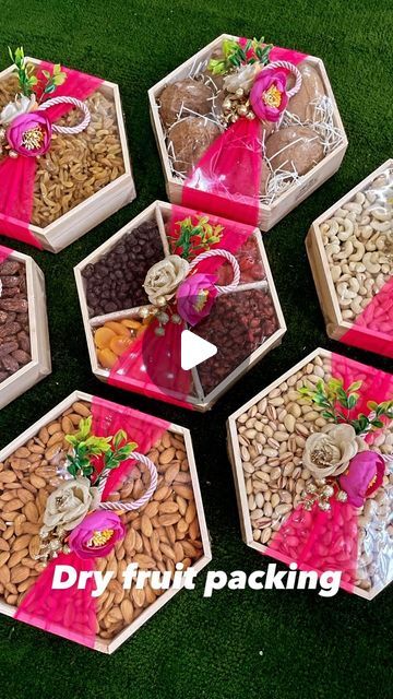 Glam Shack on Instagram: "Dry fruit packings !! Get ur packings customised as per choice and budget! Dm for details or connect on 9554417777   #packings #weddingpackings #trousseaupacking #dryfruitpacking #dryfruits #designerpacking #glamshackpackers #glamshackpackerslucknow #lucknow" Dry Fruits Packing Idea, Dry Fruits Packing Ideas, Dry Fruits Packing Ideas Gift, Dry Fruits Packing, Packing Ideas Gift, Trousseau Packing, Gifts Wrapping, Dry Fruit, Gifts Wrapping Diy