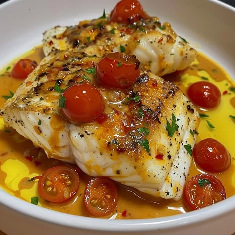 Cod In Tomato Lemon Butter Sauce, Cod With Cherry Tomatoes, Fish With Tomato Sauce, Butter Tomato Sauce, Fish In Tomato Sauce, 2024 Diet, Gentle Nutrition, Tomato Butter Sauce, Cod Dishes