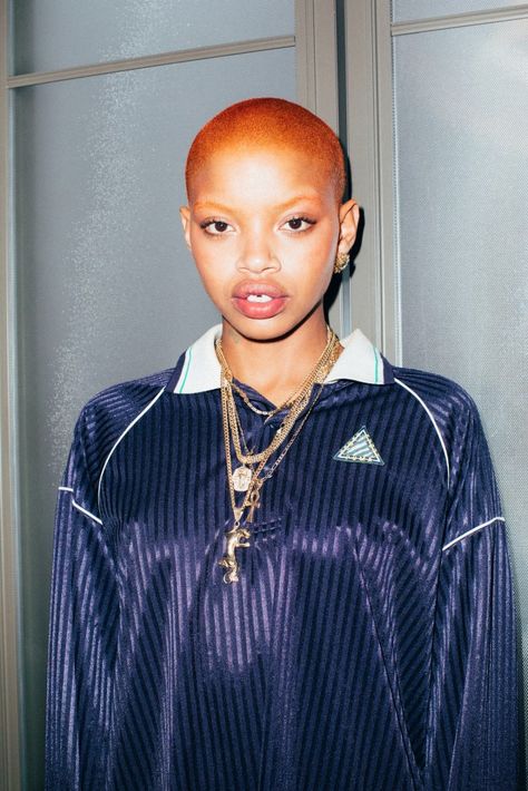 Titania  Slick Woods Slick Woods, Sagittarius Rising, Buzzed Hair Women, Twa Hairstyles, Buzzed Hair, Bald Hair, Culture Magazine, Shaved Head, Dye My Hair