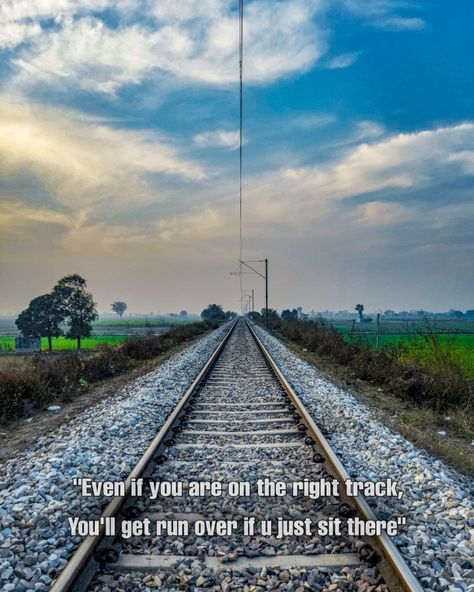 Quotes on railway tracks Snapchat Stories Quotes, Railway Quotes, Railway Tracks Photography, Train Track Quotes, Train Snapchat Stories, Train Snapchat, Railroad Quotes, Train Quotes, Trekking Photography