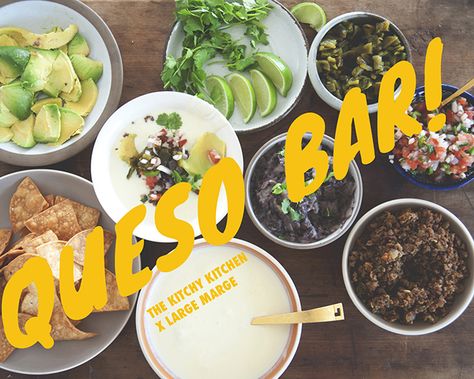 QUESO BAR! // The Kitchy Kitchen Queso Bar, Large Marge, Kitchy Kitchen, I Want Food, Easy To Make Appetizers, Bite Size Appetizers, Finger Foods Easy, Easy Appetizer Recipes, Yummy Eats