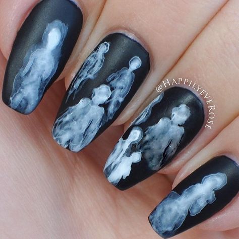 Phantom Nails. Tv Nails, Dream Asthetic, Halloween Nail Art Designs, Crazy Nail Designs, Witchy Nails, Gothic Nails, Goth Nails, Grunge Nails, Crazy Nails