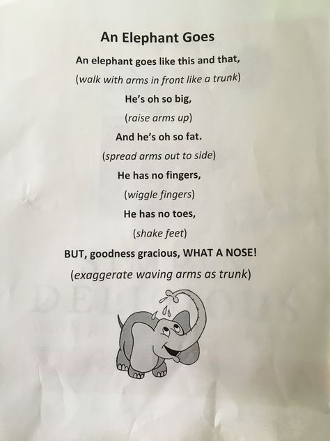 Elephant song Elephant Songs For Preschool, Circus Songs For Toddlers, Circus Songs Preschool, Elephant Preschool, Love Rhymes, Caterpillar Song, Fun Facts About Elephants, Facts About Elephants, Baby Storytime