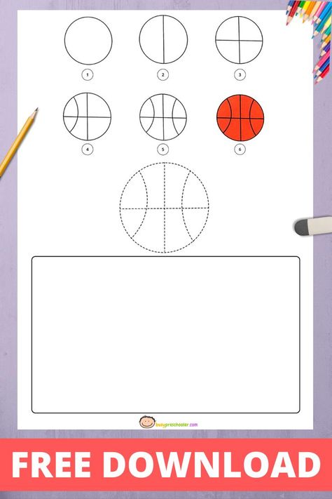 How To Draw A Basketball, Draw A Basketball, Easy Drawings For Kids, A Basketball, Teach Kids, Step Drawing, Learn How To Draw, Easy Drawing, Step By Step Drawing