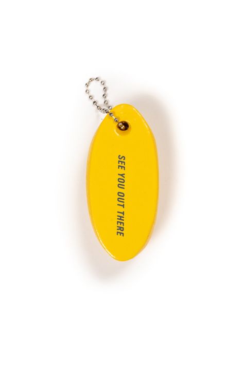 The original Kanvas by Katin Boat Float Keychain remains a timeless accessory for water lovers alike. This foam-injected banana boat keychain is coated in durable yellow paint and printed with the our classic "K-Man" graphic. A symbol of 1950s surf culture that also keeps your keys afloat in water. Foam keychain Beaded chain Yellow paint Navy painted K-Man and Katin Custom Surf Trunks graphic | BOAT FLOAT KEYCHAIN in Yellow | Casual Surf Clothing by Katin Boat Keychain, Foam Keychain, Floating Keychain, Bait Shop, Keychain Beaded, Navy Paint, Social Media Branding Design, Merch Design, Boat Fashion