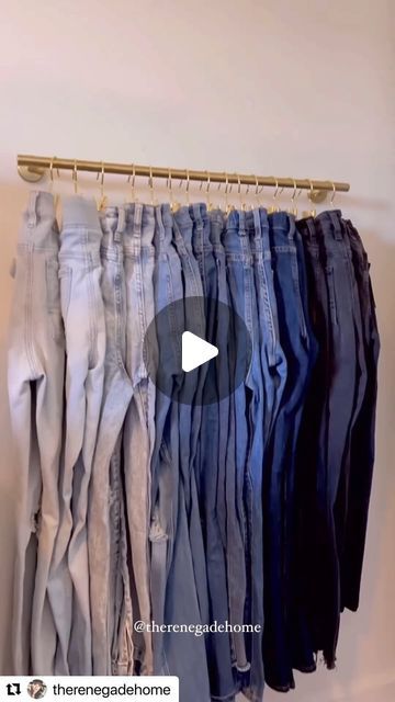 Sami Small | Quick Solutions for Simplifying Your Life on Instagram: "I live in an apartment with small spaces. This is a great hack from @therenegadehome for my closet. I am obsessed with AMAZON. There is nothing you can desire that isn’t on Amazon. 
#smallspaces #aprtmentlife #closethacks #clothes #lifestylehacks #mzsamissolutions #jeans #amazon #amazonfinds" Best Way To Store Jeans In Closet, Small Apartment Clothes Storage, Diy Small Closet Ideas, Jeans In Closet, Jeans Storage Ideas, Jeans Amazon, Closet Hacks, No Closet Solutions, Small Closets