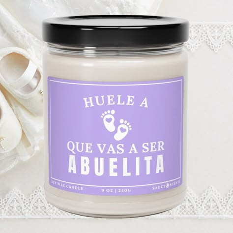 Funny Grandma Spanish Pregnancy Reveal Candle for Abuela Abuelita Spanish Anuncio de Embarazo para Abuela Hola Abuelitos by TheSaucyScentsCo on Etsy Spanish Pregnancy Announcement, Pregnancy Reveal Grandparents, Grandparent Announcement, Pregnancy Announcement Grandparents, Grandparent Pregnancy Announcement, Funny Grandma, Cute Pregnancy Announcement, Funny Candle, I'm Pregnant