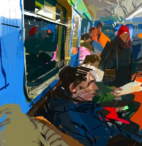 Subway Series, Train Art, Arte Inspo, 판타지 아트, Environment Concept Art, 영감을 주는 캐릭터, Environmental Art, Art Background, Drawing Inspiration