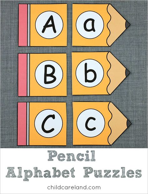 Pencil Alphabet Puzzles (from Childcareland) Letter A Puzzle Free Printable, Alphabet Busy Book, Puzzle Alphabet, Alphabet Puzzle, Alphabet Letter Puzzles, 3 Letter Words Puzzle, Alphabet Activities Kindergarten, Alphabet Centers, Alphabet Letter Crafts