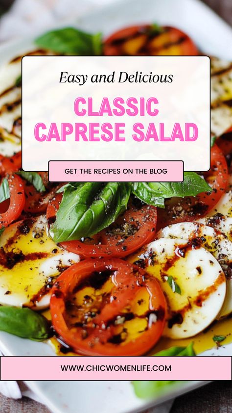 Classic caprese salad Make Ahead Caprese Salad, Caprese Salad Platter, Caprese Salad Cups, Caprese Salad Ideas, Cold Tomato Salad, Caprese Salad With Balsamic Glaze, Valentines Salad Ideas, Caprese Dressing, Pioneer Woman Cranberry Sauce