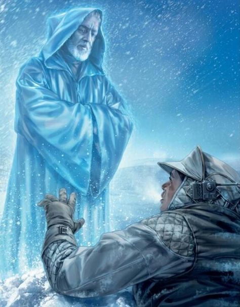 obi-wan kenobi's spirit appears before luke skywalker on hoth Force Ghost, Alec Guinness, Uncanny X-men, Star Wars Artwork, The Empire Strikes Back, Star Wars Fan Art, Star Wars Jedi, Star Wars Poster, Star Wars Rebels