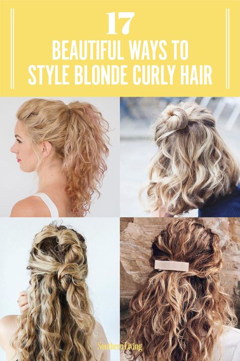 Natural Curly Hairstyles Blonde, What To Do With Curly Hair Hairstyles, How To Keep Curly Hair Out Of Your Face, Easy Style For Curly Hair, Easy Hairdo Curly Hair, Ways To Style Naturally Curly Hair, Easy Hair Style For Curly Hair, Hair Dos For Curly Hair Natural Curls, Work Updos For Curly Hair