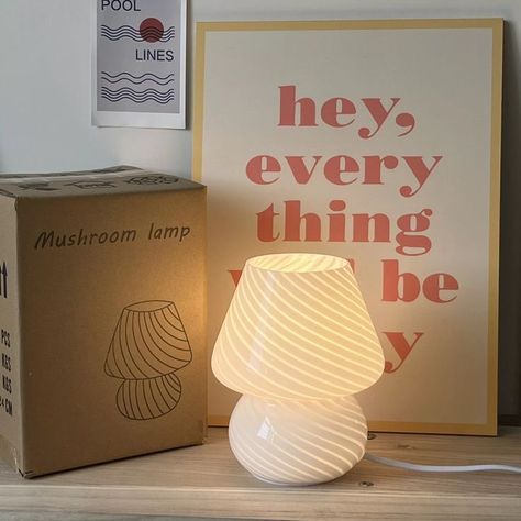 Night Light Aesthetic, Living Room Small Table, Light Aesthetic Room, Light Aesthetic Room Decor, Lamp Aesthetic, Cute Lamp, Mushroom Table Lamp, Light Aesthetic, Mushroom Lights