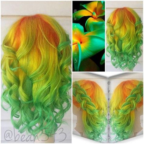 ❤ https://twitter.com/_StyleForHair ❤ Lacefront Wigs, Hair Yellow, Color Melt, Vivid Hair Color, Multi Colored Hair, Hair Creations, Bright Hair, Funky Hairstyles, Yellow Hair