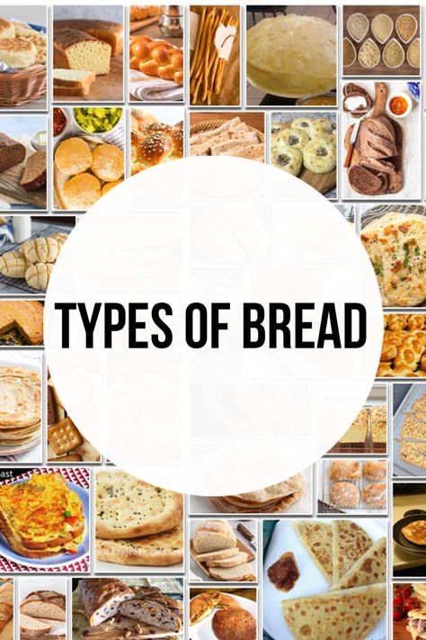 Types Of Bread Loaves, Different Types Of Breads, Different Types Of Bread Recipes, Different Kinds Of Bread, Bread Names, Artesian Bread, Injera Bread, Bakery Wall Art, Fast Bread