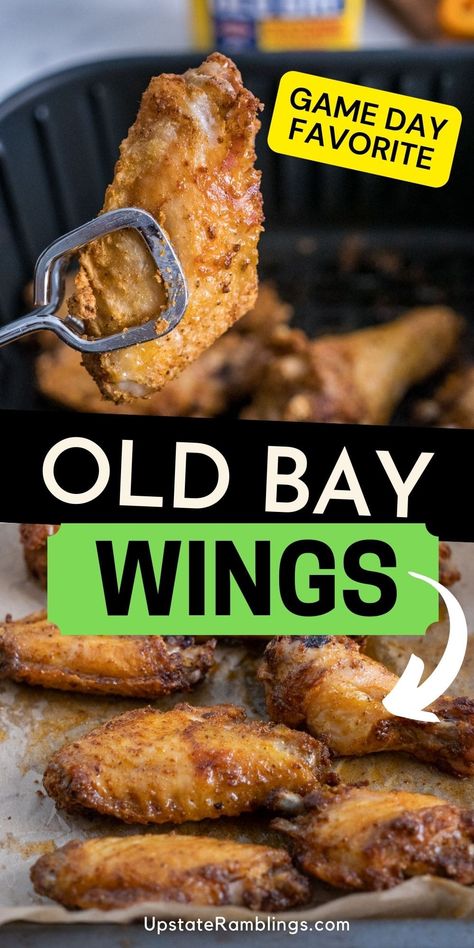 Old Bay wings are a delicious and flavorful twist on traditional chicken wings. The Old Bay seasoning gives them a bold and spicy taste, perfect for game day! Old Bay Air Fryer Wings, Air Fryer Old Bay Chicken Wings, Old Bay Wings Air Fryer, Old Bay Seasoning Recipe Chicken, Chicken Wings And Salad, Boiled Chicken Wings Recipes, Chicken Wing Boil Recipe, Old Bay Sauce, Bourbon Chicken Wings Recipe