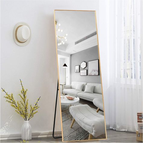 Cute Mirrors, Mirror Standing, Apartment Finds, Mirror Floor, Floor Length Mirror, Gym Mirrors, Mirror Wall Living Room, Aesthetic Room Ideas, Mirror Hanging