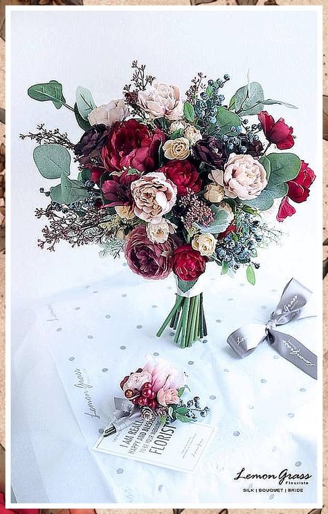 Winter Wedding Bouquet - The search is over. You don't have to hunt for it anymore. Just get it from here by clicking on the link. Wedding Flowers Wildflowers, Burgundy Bouquet, Aisle Runner Wedding, Cheap Wedding Flowers, Bridal Bouquet Fall, Maroon Wedding, Succulent Bouquet, Flowers Arrangements, Pink Wedding Flowers