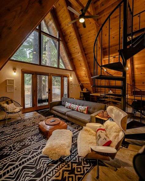 A-frame Interior, Triangle House, A Frame Cabins, A Frame House Plans, Frame House, Vacation House, Cabin Living, A Frame Cabin, Modern Windows