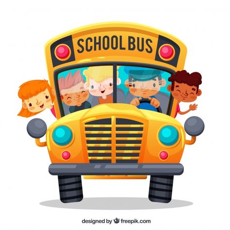 Cartoon school bus and children with flat design Free Vector | Free Vector #Freepik #vector #freeschool #freedesign #freekids #freechildren School Bus Clipart, Cartoon School Bus, Bus Art, Yellow School Bus, School Illustration, School Banner, Wheels On The Bus, New Bus, Free Cartoons