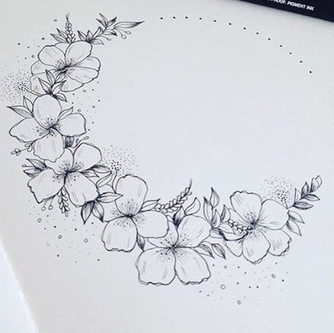 flower crown Flowers Crown Drawing, Crown Of Flowers Drawing, Flower Crown Tattoo Ideas, Flower Crown Drawing Sketches, Flower Crown Embroidery, Flower Crown Drawing Reference, Crown Flower Tattoo, Floral Crown Tattoo, Flower Wreath Tattoo