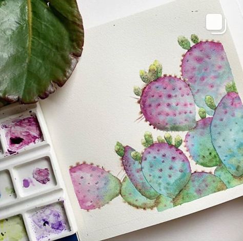 Cactus Paintings, Aquarelle Painting, Cactus Drawing, Watercolor Beginner, Watercolor Succulents, Learn Watercolor, Watercolor Paintings For Beginners, Diy Watercolor Painting, Watercolour Inspiration