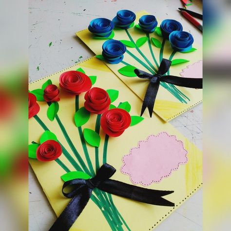 Cestitke Za 8 Mart, Paper Flower Card, Paper Craft Easy, Summer Template, School Bulletin Board Ideas, Paper Lanterns Diy, 8th March, 8. Mart, Diy Flower Crown