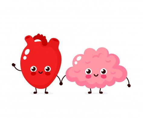 Cute healthy happy human brain and heart... | Premium Vector #Freepik #vector #infographic #heart #love #icon Happy Brain Illustration, Happy Brain, Heart Organ, Brain Vector, Happy Human, Brain Illustration, Heart And Brain, Like Symbol, Health Icon