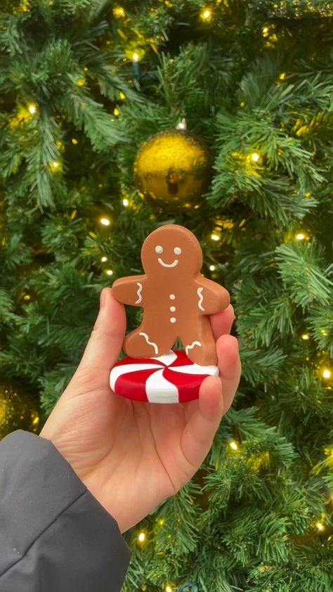 Pott'd | This adorable little gingerbread man 🥹 Just one way you can decorate your home this Christmas with air dry clay. (I know.. we forgot the... | Instagram Clay Gingerbread Man Ornaments, Clay Christmas Decorations Air Dry, Clay Art For Christmas, Air Dry Clay Gingerbread Man, Air Dry Christmas Decorations, Air Clay Christmas Decorations, Functional Air Dry Clay Projects, Fimo Christmas Decorations, Air Dry Clay Projects Christmas