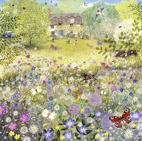 Naive Art Extraordinaire | LUCY GROSSMITH Lucy Grossmith, Countryside Art, Lovely Illustrations, Arte Folk, Cottage Painting, Fancy Art, Cottage Art, Inspiring Art, Naive Art