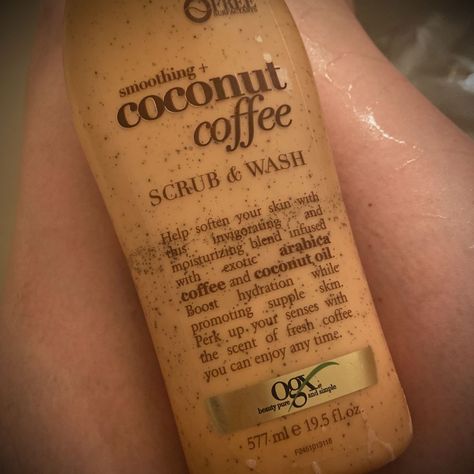 If you love the scent of coffee, this body wash and scrub is a great choice. It doesn’t irritate sensitive skin and moisturizing. If you want a different scent body wash other than the usual floral or fruity, I would highly recommend OGx Coconut Coffee. 🥥 + ☕️ + 🧼 = 😃 http://influenster.com/reviews/ogx-coconut-coffee-scrub-wash-10/83203503 Coconut Coffee Scrub And Wash, Sensitive Skin Body Scrub, Ogx Coffee, Coconut Coffee Scrub, Coconut Coffee Body Wash, Body Shampoo, Coffee Body Scrub, Coconut Coffee, Coffee Scrub