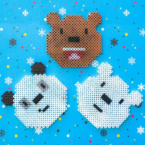 Bears perler beads Cute We Bare Bears, Kids Canvas Art, Polar Animals, Kids Canvas, Hama Beads Patterns, Melting Beads, We Bare Bears, Bare Bears, Perler Beads Designs