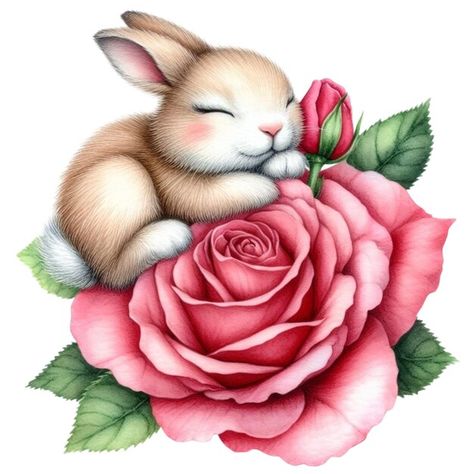 Rabbit Sleeping, Glass Clipart, Painting Hobby, Unicorn Pictures, Garden Decor Projects, Disney Artwork, Easter Art, Bunny Art, Cute Rabbit