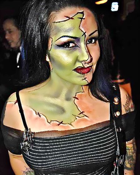 Carnaval Make-up, Halloween Wedding Dresses, Halloween Idea, Special Fx Makeup, Horror Makeup, Zombie Makeup, Theatrical Makeup, Green Makeup, Face Painting Halloween