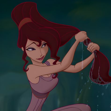 From animated Disney film, “Hercules” (1997). Hercules Meg Aesthetic, Meg Hercules Icon, Disney Hear Me Outs, Meg Hurceles, Meg Hercules Fanart, Childhood Cartoon Crushes, Megan Hercules, Hercules Disney Meg, Hercules Women