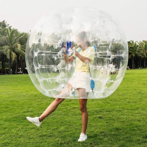 A bumper bubble so you can run around and bump into your friends and family and not give a heck how wild you look. Bubble Soccer, Bubble Ball, Outdoor Game, Company Picnic, Outdoor Games For Kids, Backyard Play, Lawn Games, Outdoor Backyard, Soccer Balls