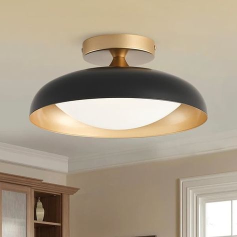 Modern Matte Black Semi Flush Mount Ceiling Light for Hallway Stairway Foyer - On Sale - Bed Bath & Beyond - 41184959 Hallway Lighting, Lighting Store, Home Studio, Flush Mount Ceiling Lights, Hallway, Flush Mount, Ceiling Fan, Matte Black, Craft Room