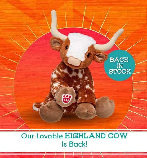 Back in stock! Say howdy to our Longhorn! This popular farm friend is now back in stock! #longhorncow #longhornplush #plush #cow #cowplush #highlandcow #highlandplush Hiland Cow, Custom Stuffed Animal, Longhorn Cow, Long Horn, Build A Bear, Back In Stock, Highland Cow, Stuffed Animals, Cow