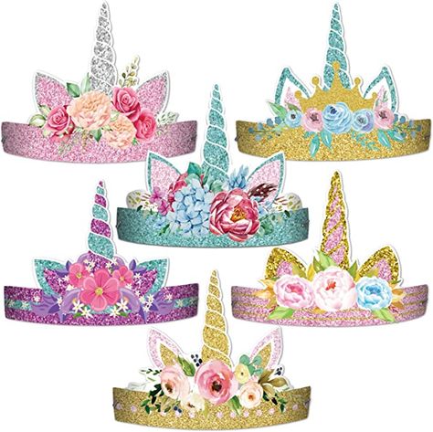 Amazon.com: 12 Pieces Unicorn Birthday Party Hats Unicorn Paper Party Crown Headbands for Girls, Gold Silver Horn Unicorn Theme Decorations Favor Supplies, 6 styles  : Toys & Games Unicorn Party Hats, Kids Princess Dress, Headbands For Girls, Unicorn Party Favors, Unicorn Party Decorations, Beautiful Unicorn, Unicorn Headband, Party Headband, Princess Dress Up