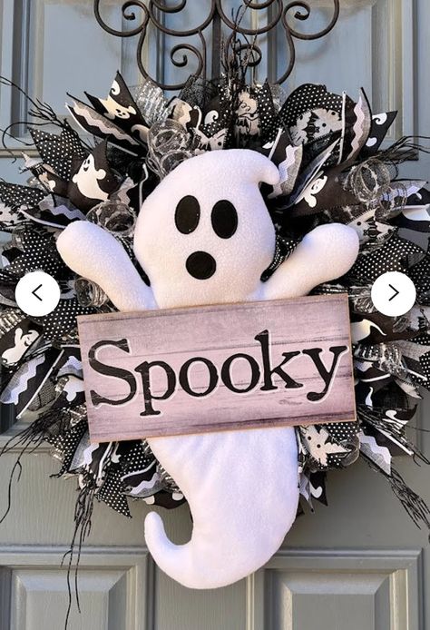 Dollar Tree Ghost Wreath, Ghost Wreath Diy, Halloween Wreath Ideas Diy, Wreaths Halloween, Ghost Wreath, Amazing Craft Ideas, Boo Gift, Halloween Door Wreaths, Diy Halloween Wreath