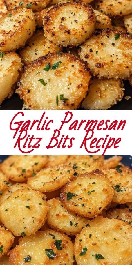 Garlic Parmesan Ritz Bits Bliss: Elevate your snacking with these irresistible bite-sized treats! Combining savory garlic and rich parmesan on crunchy Ritz crackers, they're perfect for cozy nights or entertaining guests. Quick and easy recipe—your new favorite party snack! Parmesan Herb Crackers, Parmesan Crisps Appetizers, Parmesan Bites Recipe, Garlic Chex Mix Recipes, Party Ritz Crackers, Garlic Ritz Bits Crackers, Ritz Bits Snacks, Ritz Party Crackers, Christmas Party Savory Food