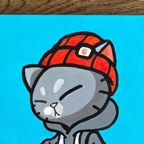 CLOGTWO on Instagram: "“Cato in Hoodie” 🟠Sold 2023 Acrylic on 9.8in x 9.8in wood Available on www.silentsirens.com (link in profile) Original artwork Edition of 1 Comes with Certificate of Authentication - #clogtwo #inkten #inkandclog #inkandclogstudio #graffiti #singaporegraffiti #spraypaint #urbanart #urbanarts #mural #streetart #neko #cat #instacat #streetcato" Cat Graffiti Art, Graffiti Cat, Graffiti Illustration, Street Kids, Graffiti Characters, Cat Character, Graffiti Styles, Graffiti Lettering, Spray Painting