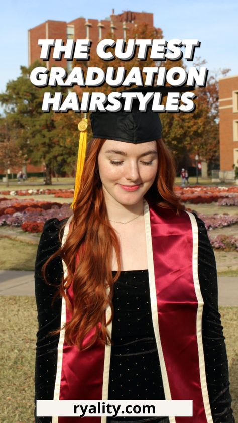 these are literally the prettiest graduation day hairstyles I've ever seen Long Graduation Hair, Graduation Photoshoot Hairstyles, Hair Styles For Long Hair Graduation, College Graduation Hair, Hair For Graduation Cap Hairstyles, Graduation Cap Hairstyles For Long Hair, Graduation Hair Ideas Grad Cap, Easy Graduation Hairstyles With Cap, Graduation Hat Hairstyles