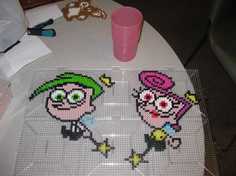 Perler Sprites, Island Remodel, Cosmo Wanda, Cosmo And Wanda, Fairly Oddparents, Kandi Kid, Perler Ideas, Kandi Patterns, Melty Beads