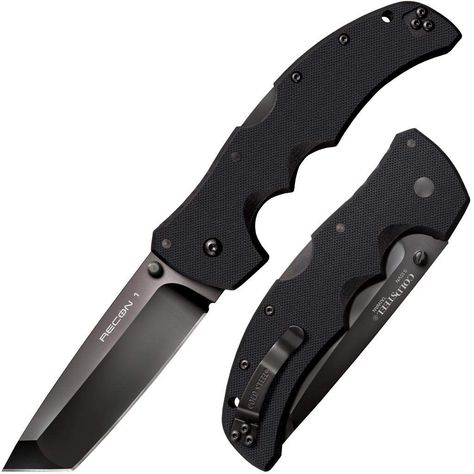 Cold Steel Recon 1 Series Tactical Folding Knife with Tri-Ad Lock and Pocket Clip - Made with Premium CPM-S35VN Steel, Tanto Ontario Knife, Fire And Rescue, Tanto Knife, Hunting Supplies, Types Of Knives, Camp Knife, Pocket Clip, Folding Knife, Hunting Knife