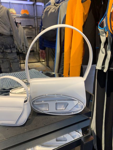 White Diesel Bag, Diesel Bag, Ootd Women, Fancy Bags, Bag Women, Bag Shoulder, White Bag, White Silver, Beach Pictures