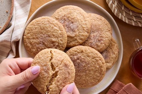 Apple Cider Snickerdoodles Recipe | King Arthur Baking: The classic snickerdoodle cookie gets a makeover for fall with the addition of boiled cider and apple pie spice. These Apple Cider Snickerdoodles are the ultimate fall treat! Recipes Using Boiled Cider, King Arthur Cookie Recipes, Apple Cider Snickerdoodles, Apple Pie Snickerdoodle Cookie, Chai Snickerdoodle Cookies, Apple Cider Snickerdoodle Cookies, Apple Cider Cookies Recipes, Unhealthy Desserts, Apple Recipes For Fall