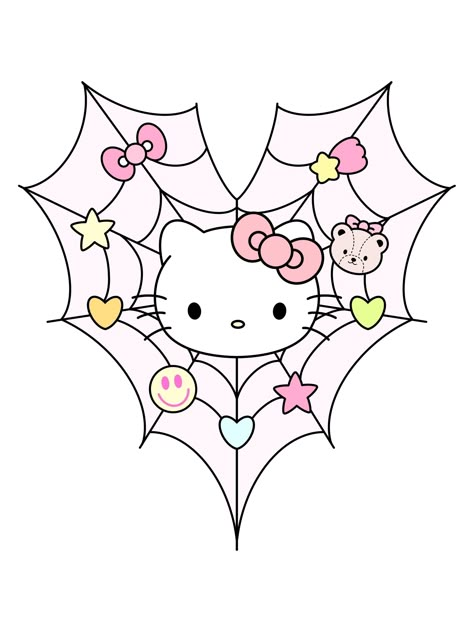 Halloween Couple Characters, Hello Kitty Halloween Drawing, Sanrio Svg, Gothic Hello Kitty, Spooky Coquette, Spooky Hello Kitty, Coquette Hello Kitty, Happy Boo Day, Cute Halloween Designs